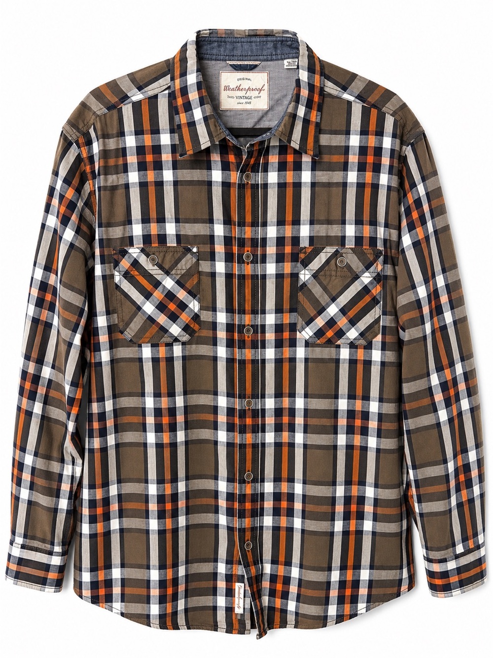 Weatherproof Vintage Plaid Button Front Shirt Men’s 100% Cotton Long Sleeve XL